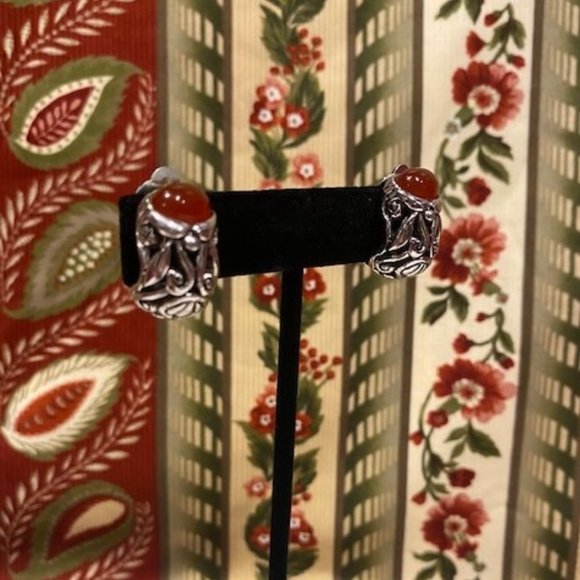 VTG CINER Silver Earrings with Carnelian Stone - Picture 10 of 10